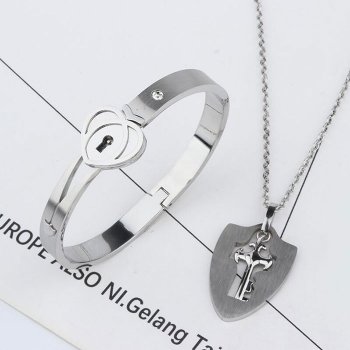 Silver/Black/Gold Stainless Steel Jewelry Set Beloved Lock Bracelet Key  Necklace - China Earring and Drop Earrings price | Made-in-China.com