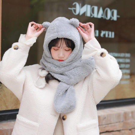 Warm Cute Bear Ear Hat Scarf Gloves Set - Worth Buy Store