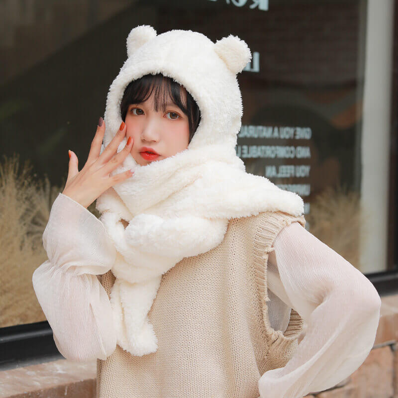 Warm Cute Bear Ear Hat Scarf Gloves Set - Worth Buy Store